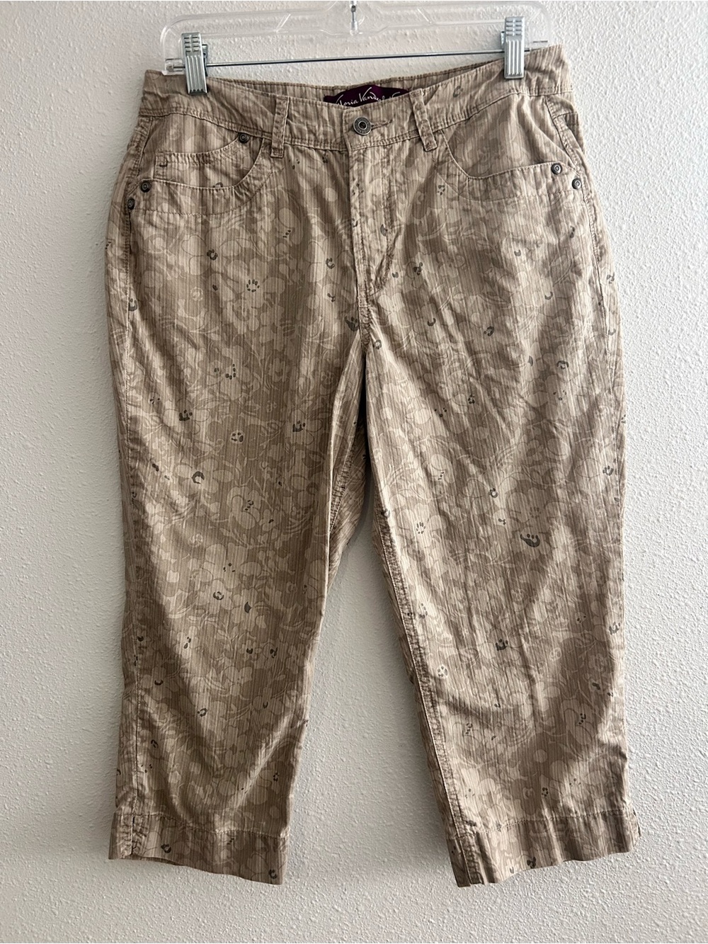 Gloria Vanderbilt Tan Floral-Print Chinos